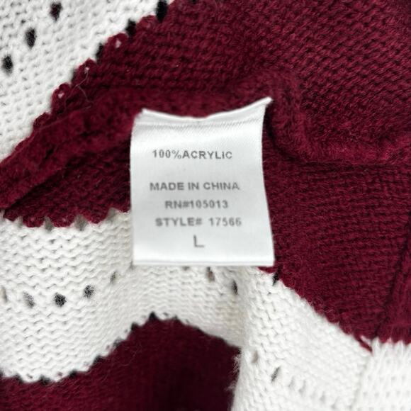 Andree by Unit Burgundy Striped Animal Print V-neck Sweater Size L - Picture 5 of 5